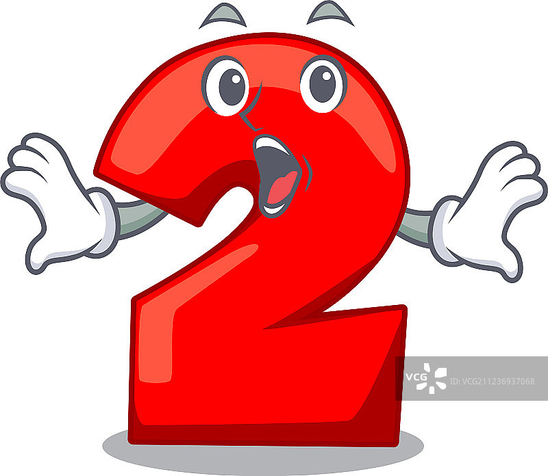 惊讶的卡通蛋糕与生日蜡烛数字2图片素材