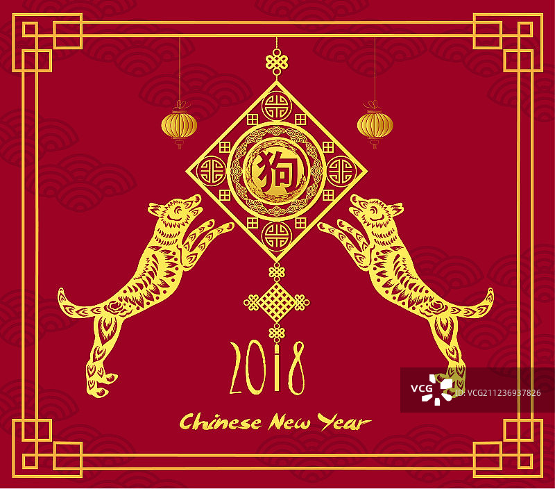 2018狗年新年贺卡图片素材