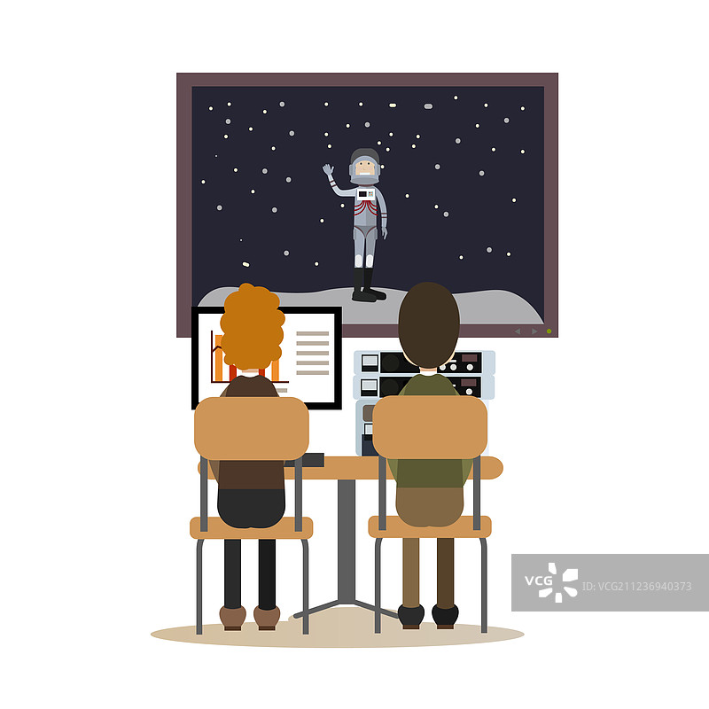 太空人概念扁平设计图片素材