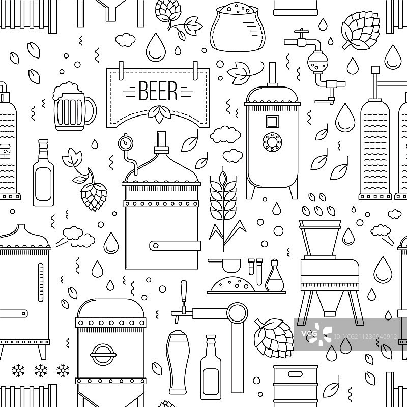 啤酒生产无缝图案图片素材