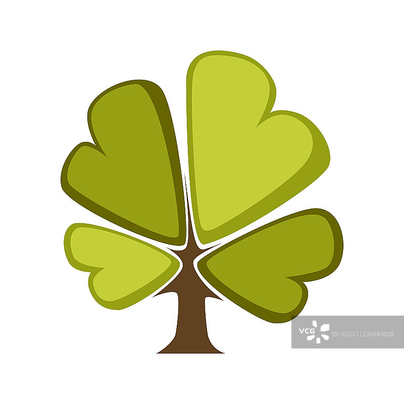 绿色树木和树叶图标或logo模板图片素材
