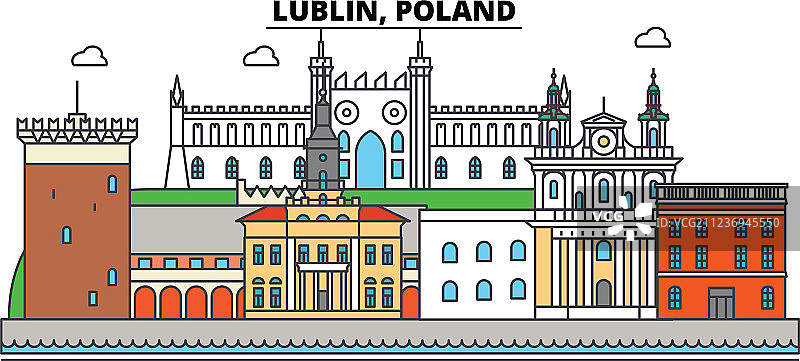 波兰卢布林城市天际线建筑图片素材