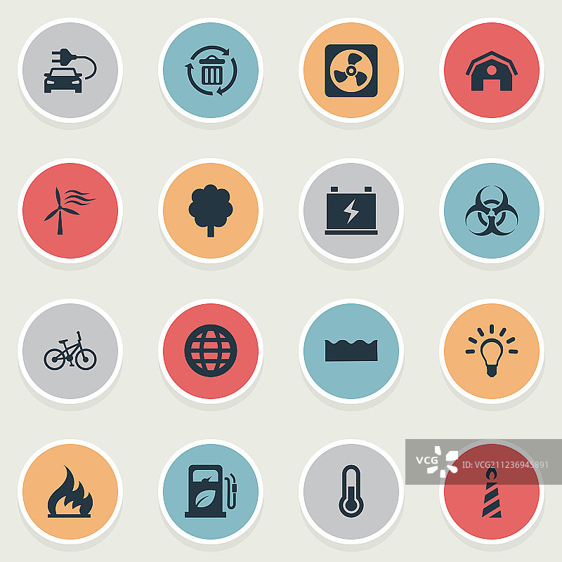 简约绿色图标合集图片素材