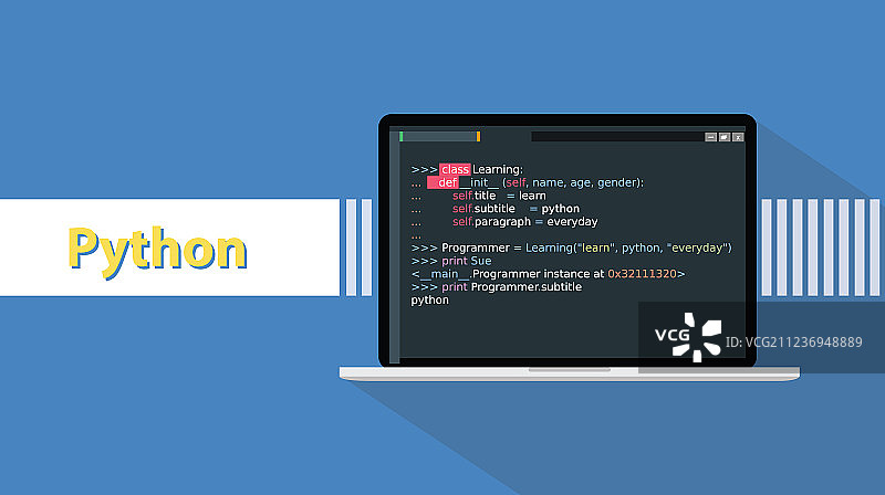 Python编程语言示例代码图片素材