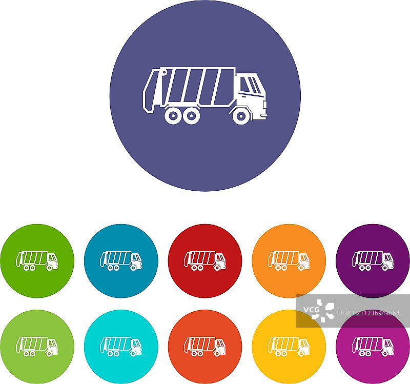 垃圾车图标集图片素材