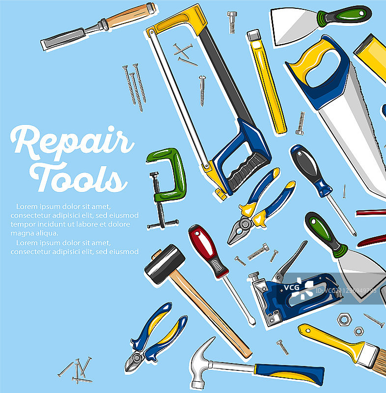 手绘风格维修工具banner图片素材