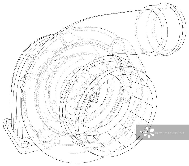 汽车涡轮增压器线条背景（已隔离）图片素材