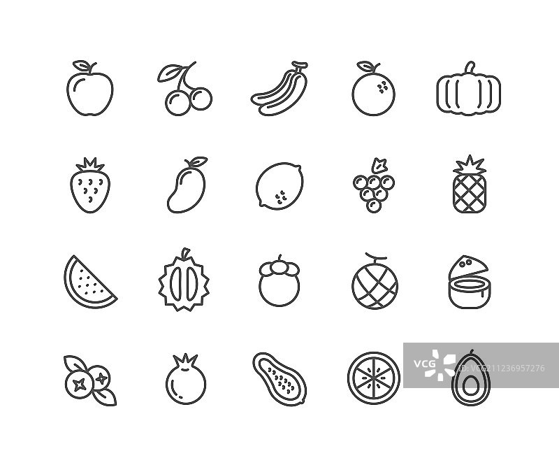 简约水果细线条图标合集图片素材
