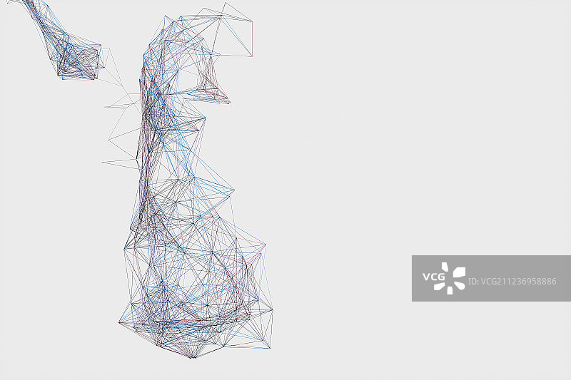 多彩数字线条与白色背景，三维渲染图片素材