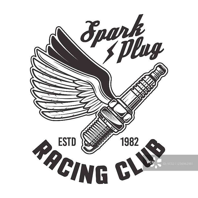 带翅膀的飞行火花塞赛车标志图片素材