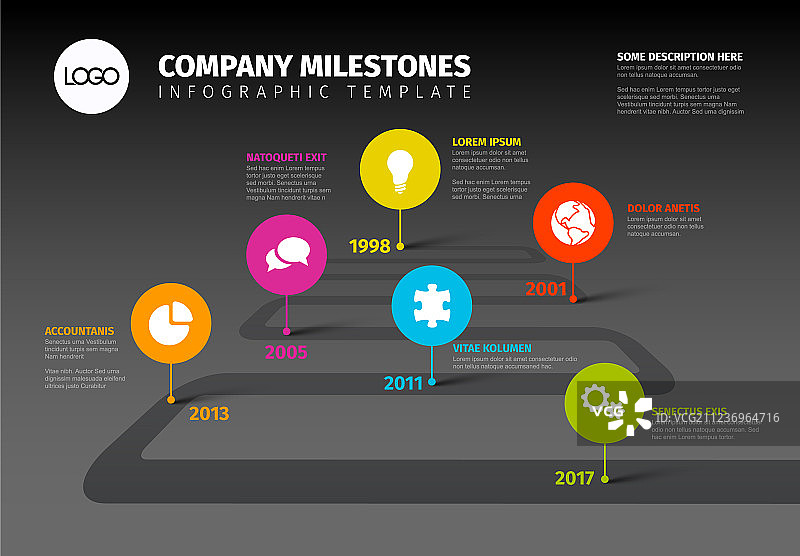 公司里程碑时间轴信息图表模板图片素材