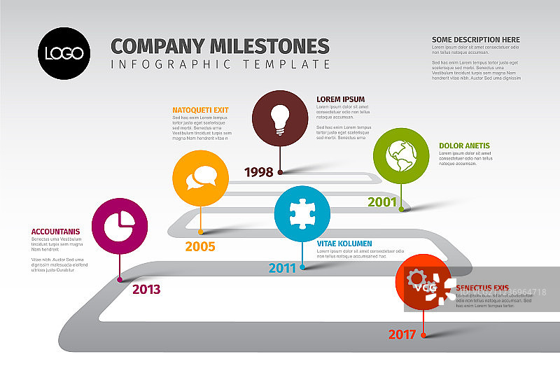 公司里程碑时间轴信息图表模板图片素材
