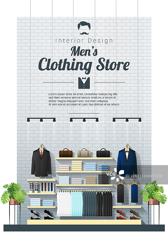 现代男装店的内部背景图片素材
