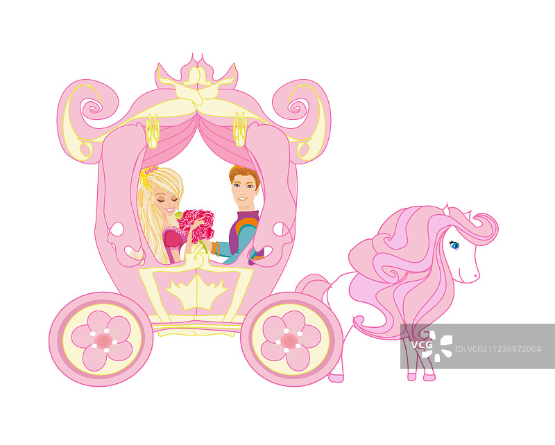 公主与王子乘坐马车图片素材