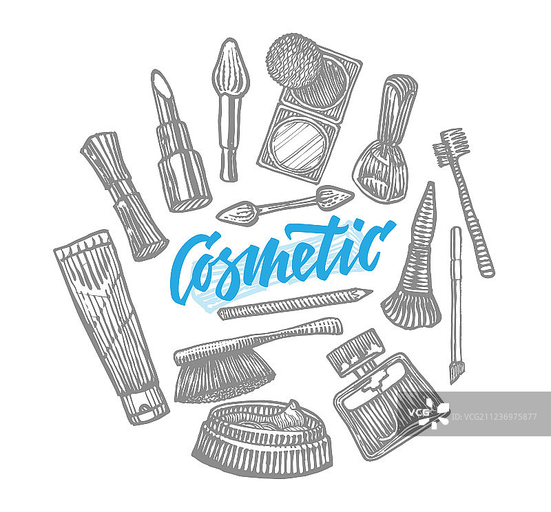 手绘化妆品元素合集图片素材