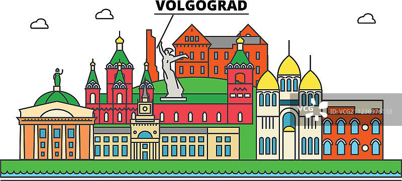 俄罗斯伏尔加格勒城市天际线建筑图片素材