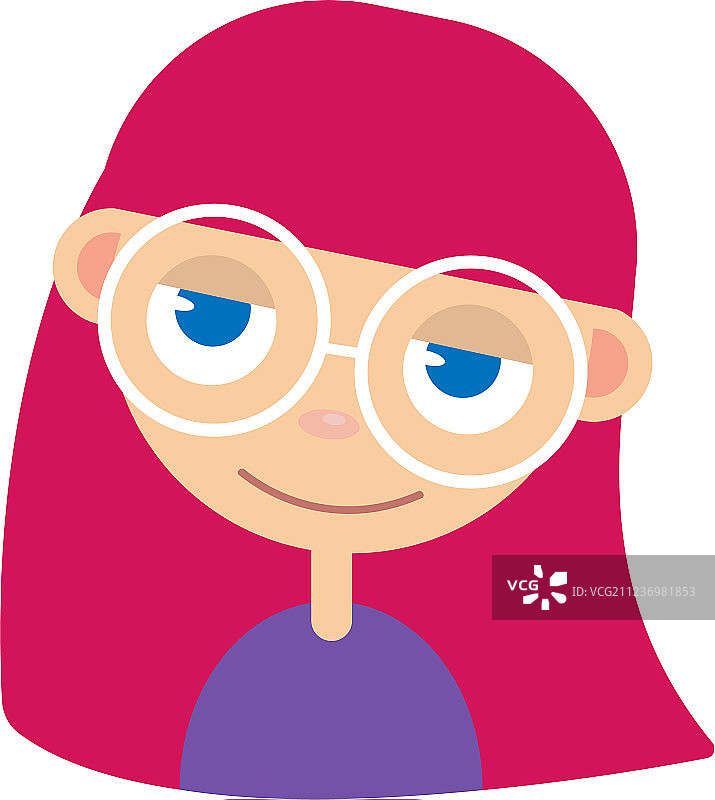 快乐的女孩扁平图标图片素材