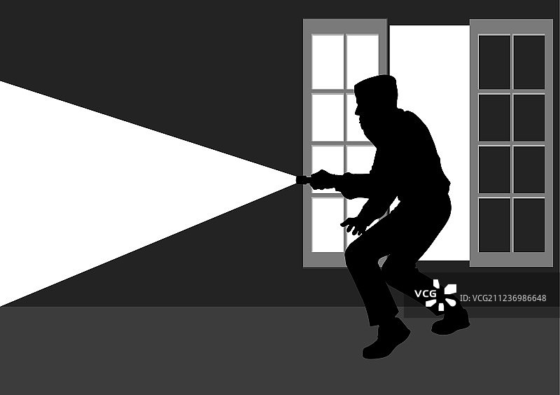 小偷入室盗窃剪影图片素材