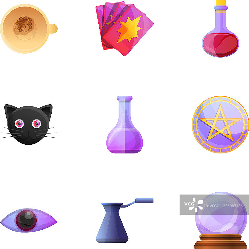 魔法药水图标集卡通风格图片素材