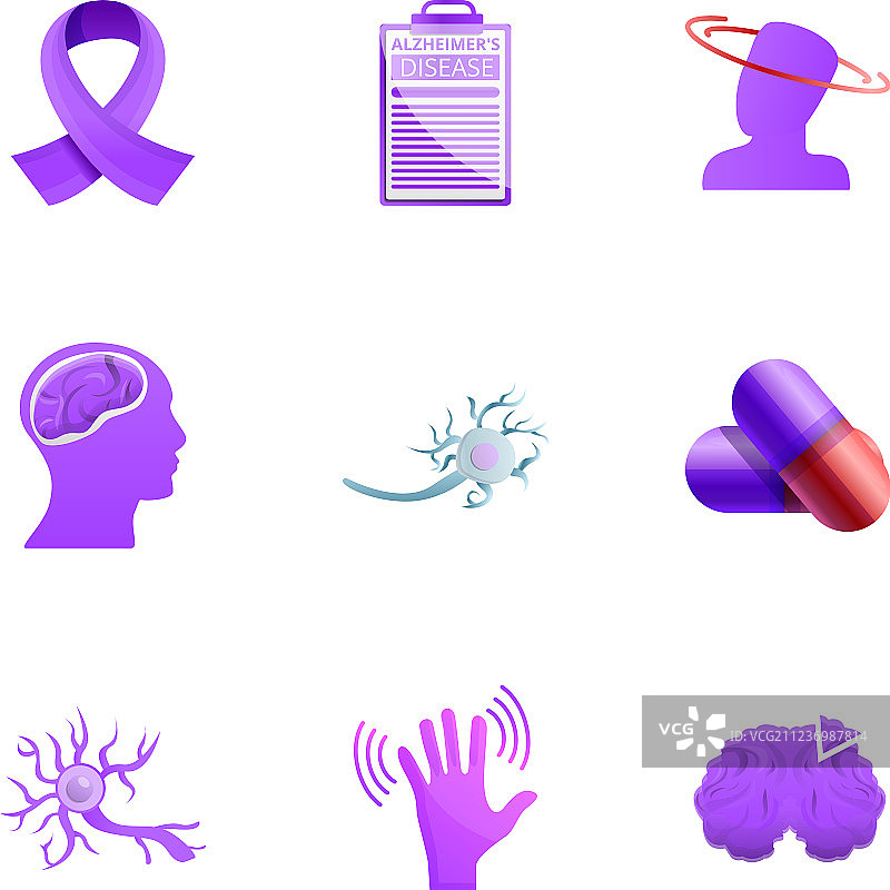 阿尔茨海默病问题卡通图标图片素材