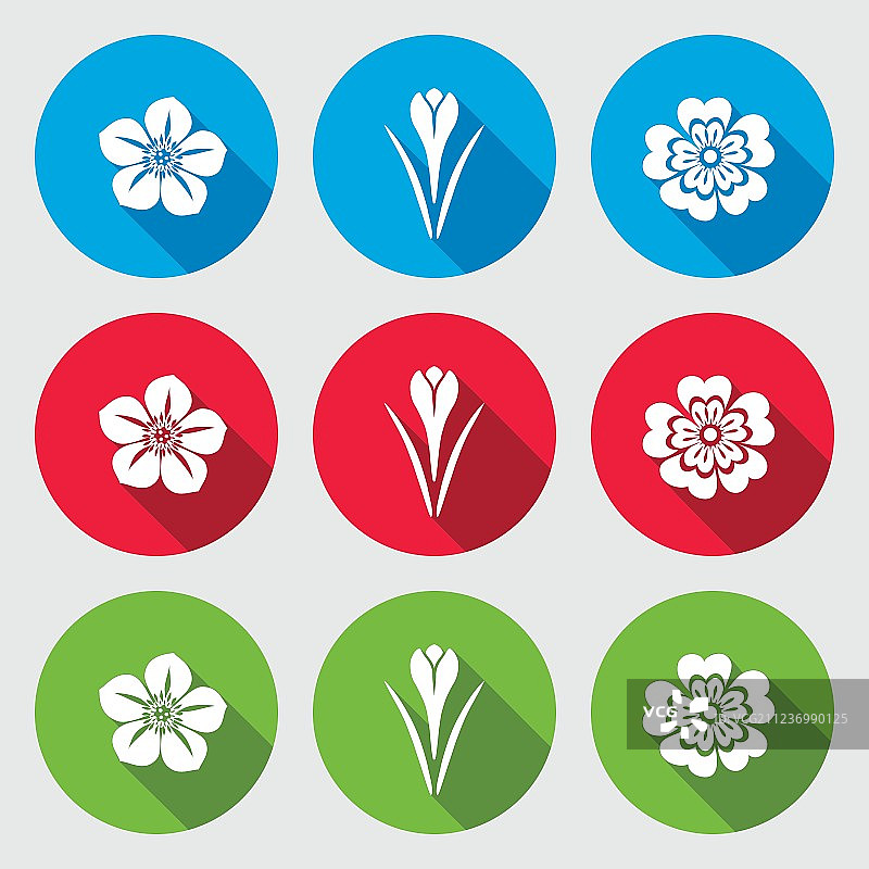 番红花、嚏根草、金盏花花朵图标集图片素材