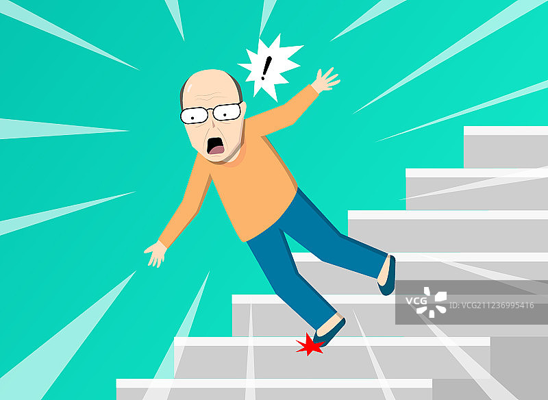 从楼梯上摔下来的老人艺术图片素材