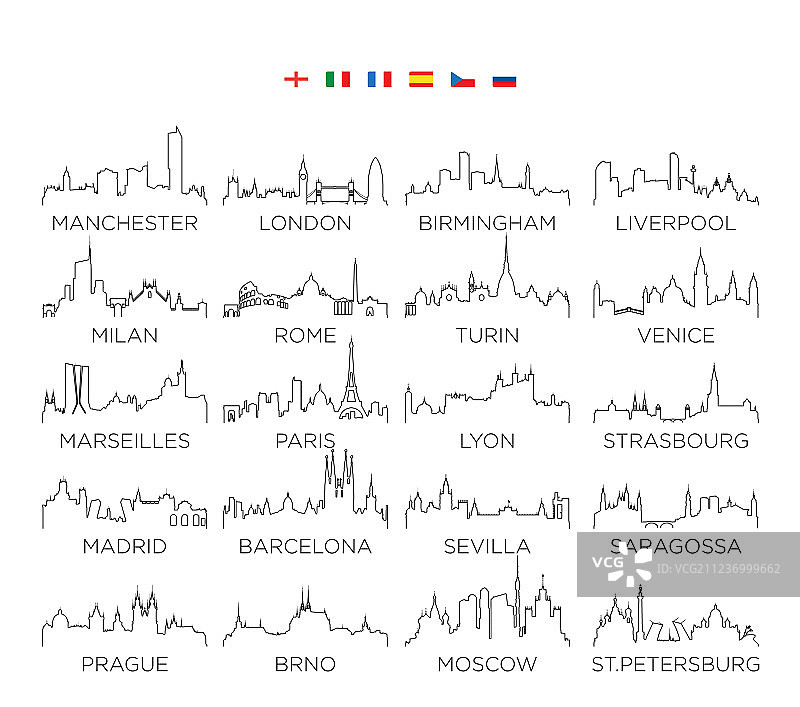 欧洲城市天际线线条艺术设计2图片素材