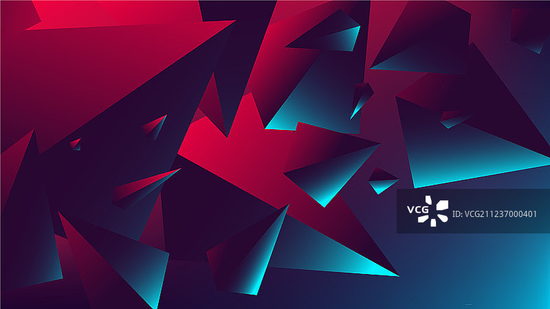 红蓝霓虹灯光三角形反射效果图片素材