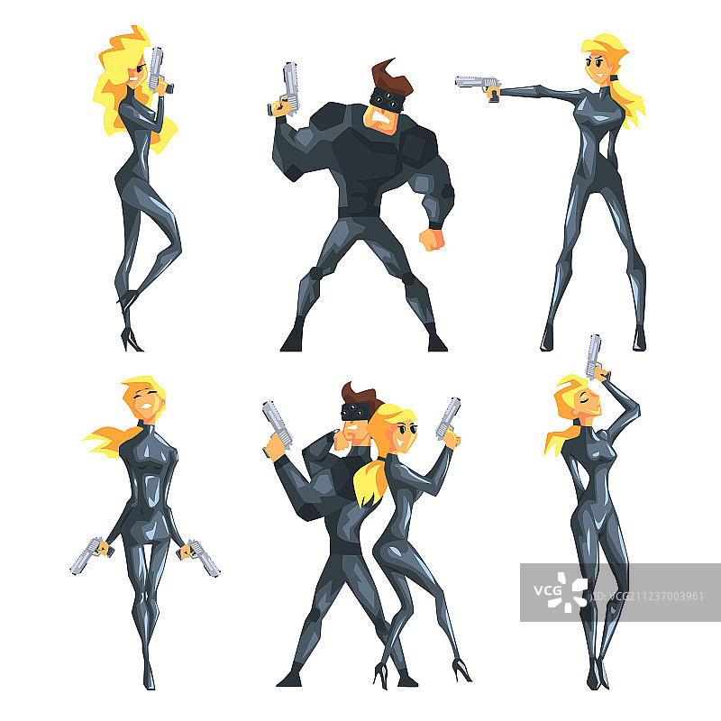 不同场景的特工扁平设计图片素材