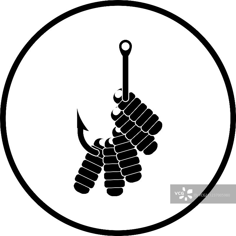 鱼钩上的蠕虫图标图片素材