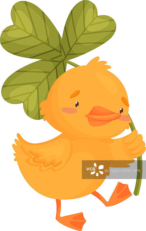 卡通小鸭与三叶草图片素材