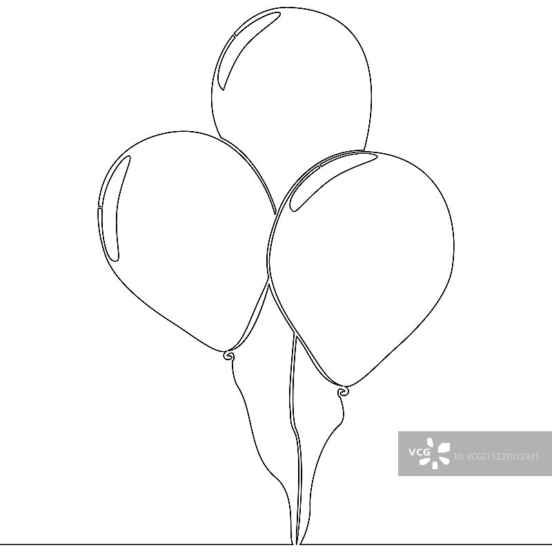 连续单线绘画热气球图片素材