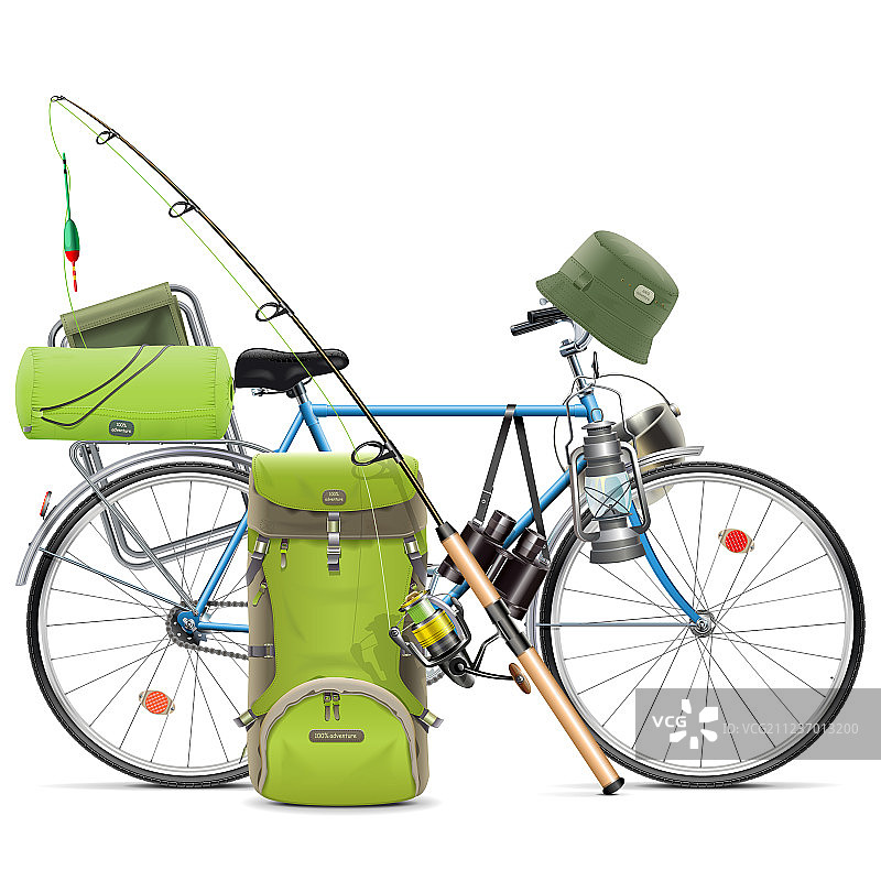 钓鱼自行车图片素材