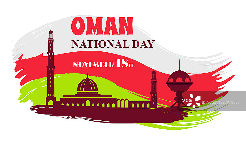 阿曼国庆日18周年纪念标志图片素材