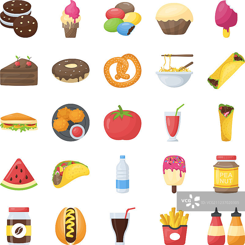 食品饮料扁平图标合集图片素材