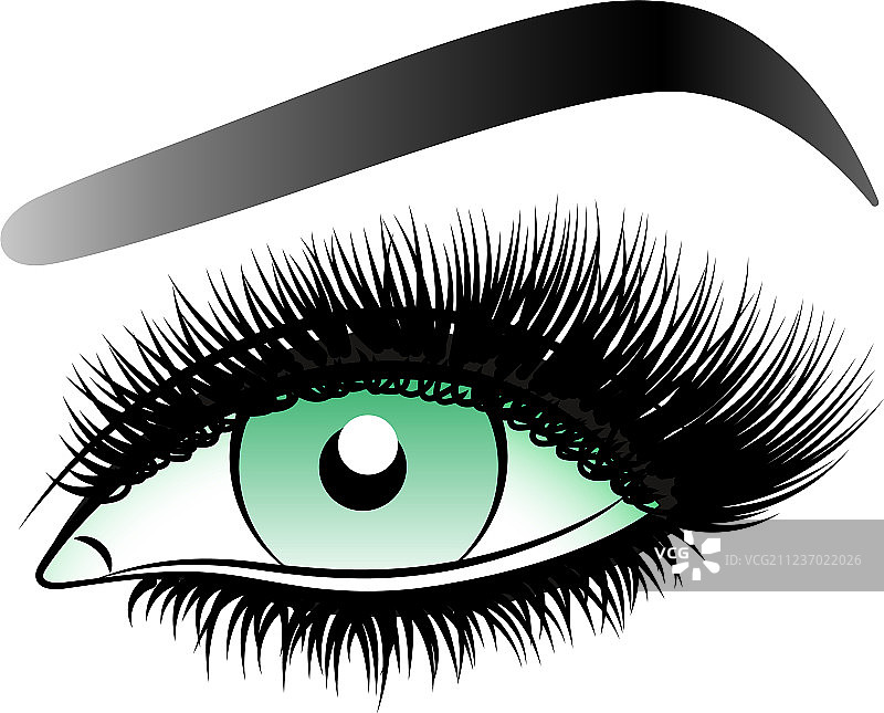 绿色眼睛长假睫毛特写图片素材