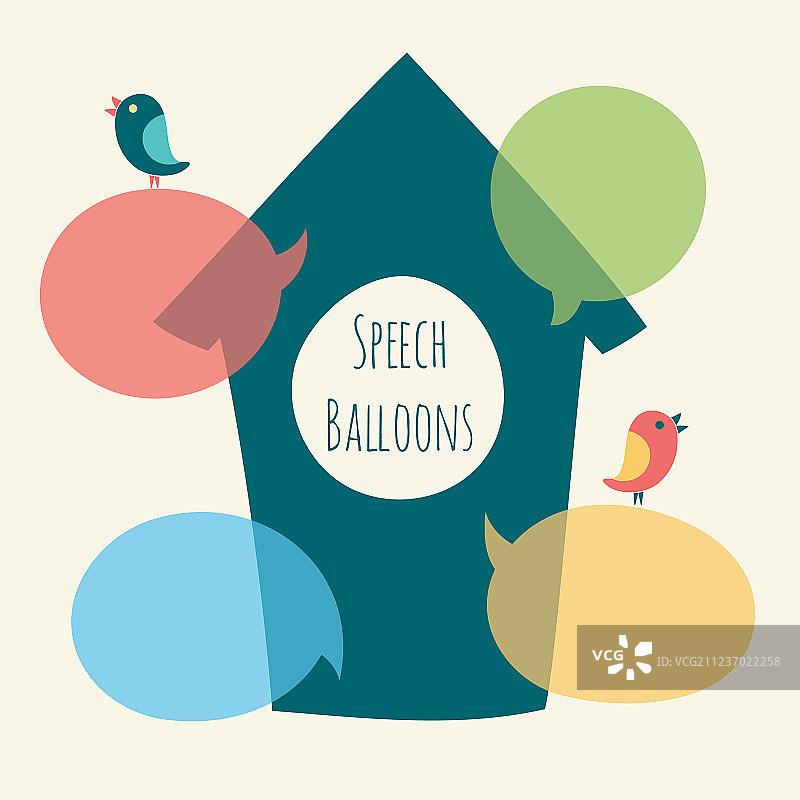 带小鸟和鸟巢箱的语音气泡图片素材
