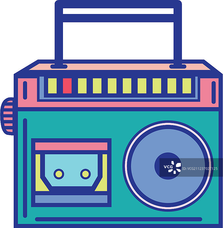 收听音乐的彩色无线电设备图片素材