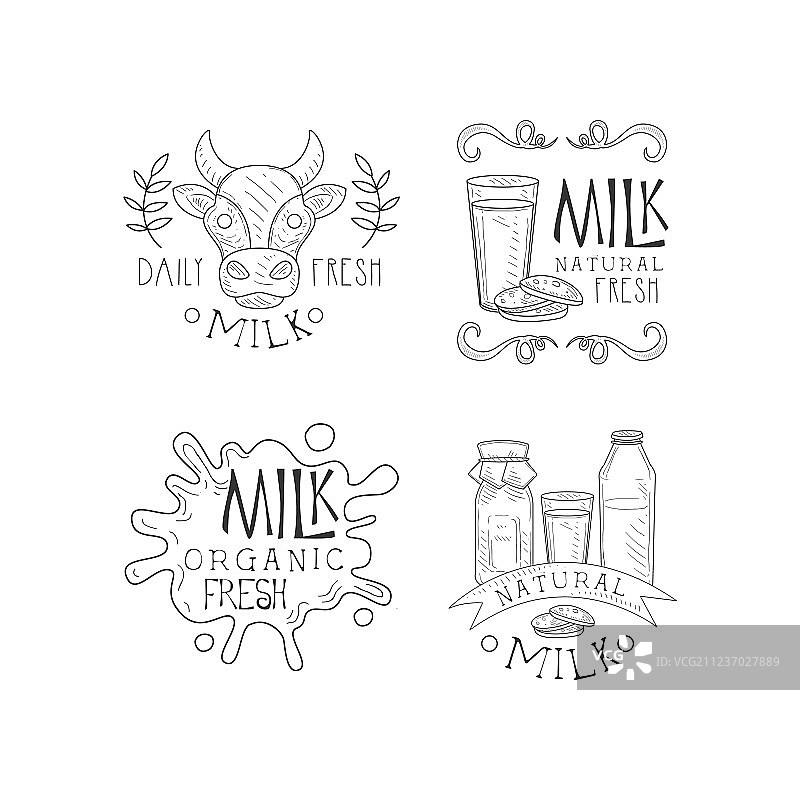 创意牛奶标签与字母设计图片素材