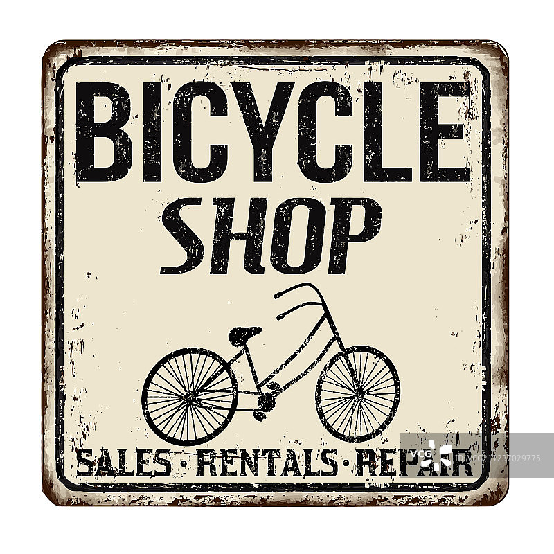 自行车商店复古铁锈金属标志图片素材