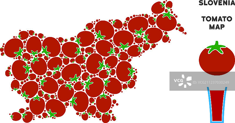 番茄组成的斯洛文尼亚地图图片素材