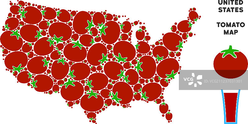 番茄拼贴的美国地图图片素材