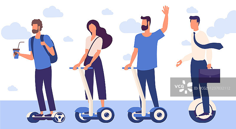 男人和女人用悬浮滑板图片素材