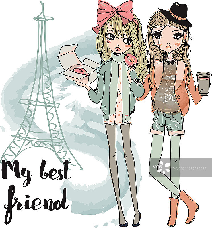 可爱的卡通女孩图片素材