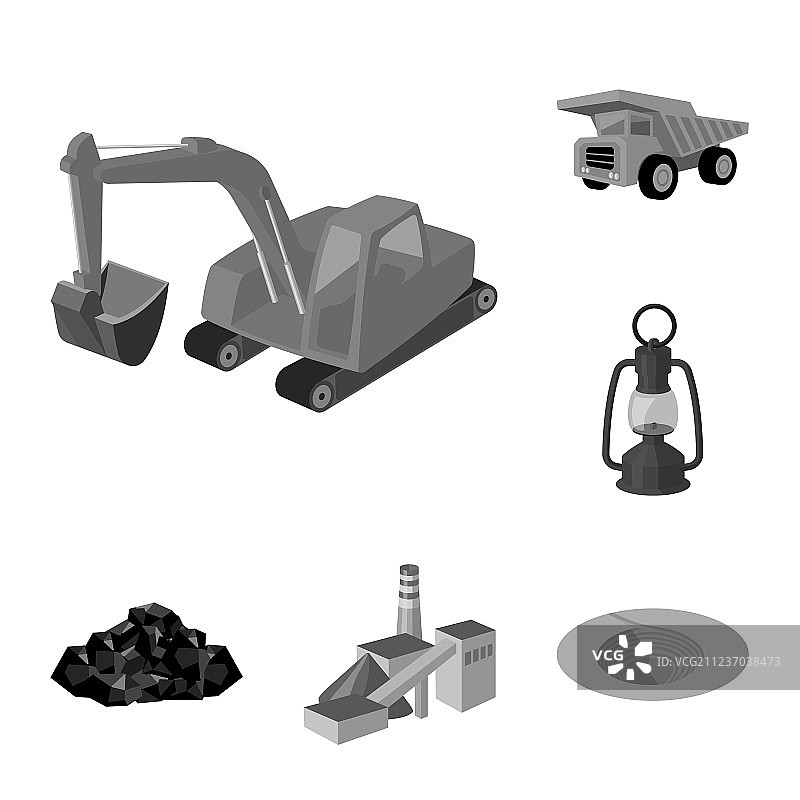 采矿业单色图标合集图片素材