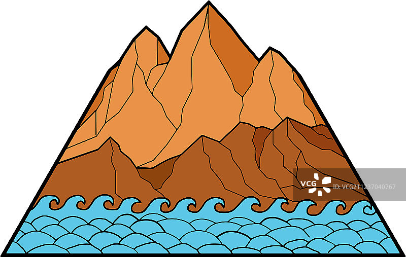 粗糙的山脉波浪单线图片素材