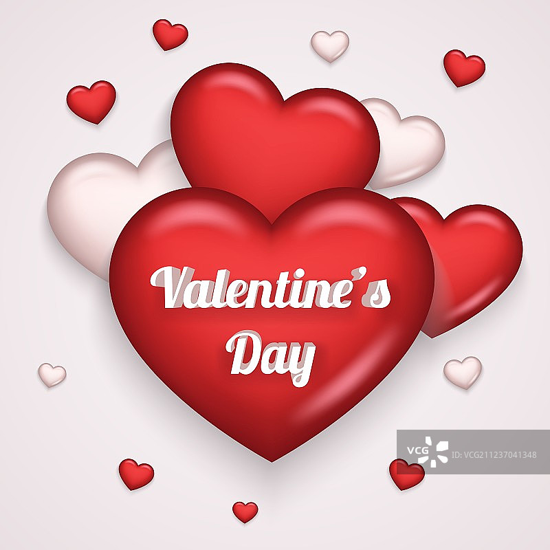 心形逼真3D情人节符号图片素材