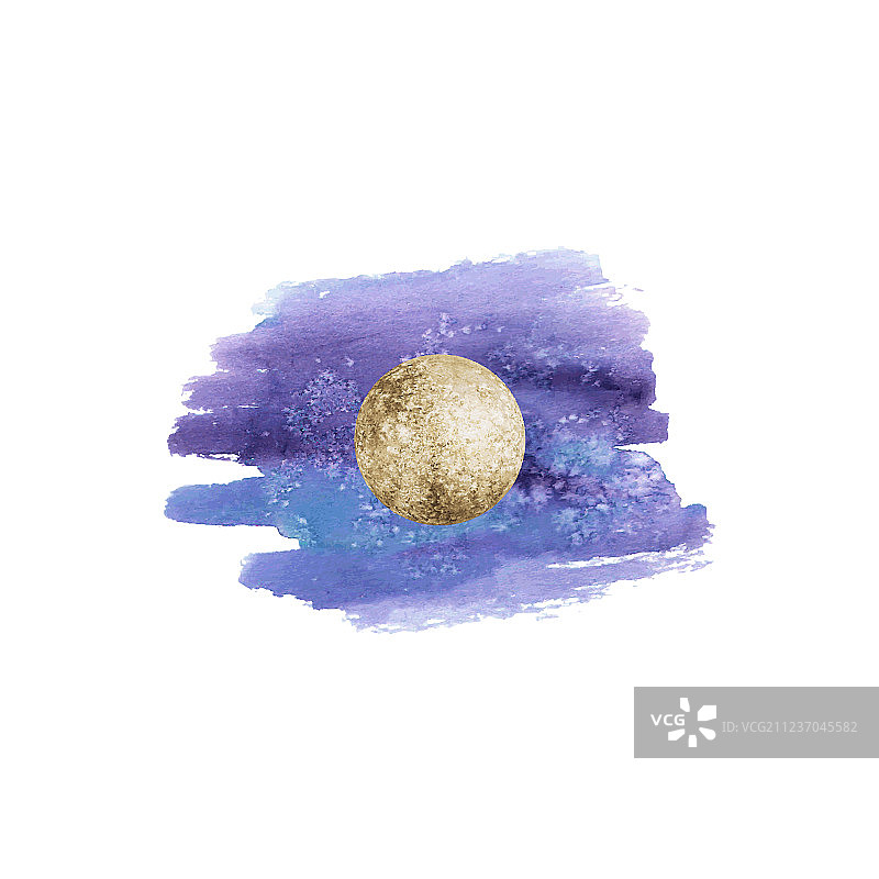白色背景上的水彩满月图片素材
