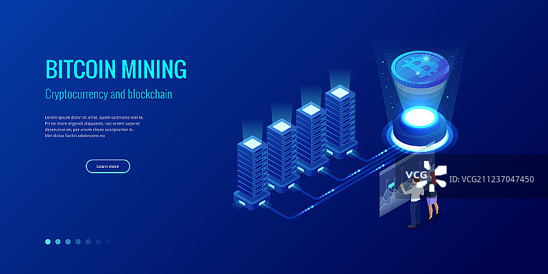 2.5D比特币挖矿概念加密货币图片素材