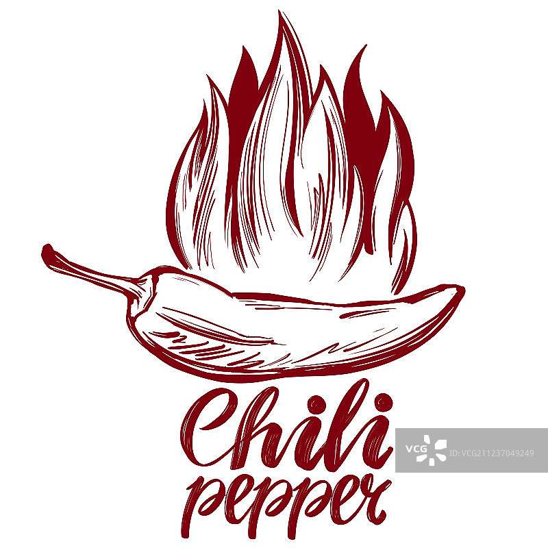 辣椒和火焰抽象符号标志图片素材